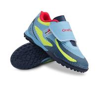 OneTeam Robero Junior TF Football Turf Chaussures de football - Dessus en polyuréthane, doublure en maille, semelle intérieure EVA, fermeture Velcro, semelle non marquante, cousue, légère, taille 25
