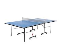 OneTeam Table de Ping Pong avec des Dimensions de 274x152.5x76 cm pour Jouer en Extérieur avec Filet Plateaux Pliables Roues de Transport avec Fonction de Blocage Bleu Clair
