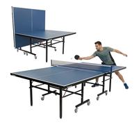 OneTeam Table de tennis de table d'intérieur pliable - Table de ping-pong mobile avec filet - Surface de jeu en MDF de 18 mm - Bleu - Dimensions du tournoi 274 x 152 cm - Pour l'entraînement à