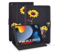 ONETHEFUL Coque Libro Étui pour Apple iPad 10.2" 2021 2020 2019 / iPad Air 3 10.5" 2019 / iPad Pro 10.5" 2017 Tablette Housse Cover Protection Étuis avec PU Cuir et Stand - éléphant de Marguerite