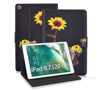 ONETHEFUL Coque Libro Étui pour Apple iPad 9.7" 2017 2018 / iPad Air 2013 / iPad Air 2 2014 Tablette Housse Cover Protection Étuis avec PU Cuir et Stand - éléphant de Marguerite