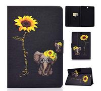 ONETHEFUL Coque Libro Étui pour Samsung Galaxy Tab A 9.7 SM-T550/T555 Tablette Housse Cover Protection Étuis avec PU Cuir et Stand - Marguerite éléphant