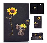 ONETHEFUL Coque Libro Étui pour Samsung Galaxy Tab A / A6 10.1" 2016 T580 T585 Tablette Housse Cover Protection Étuis avec PU Cuir et Stand - Marguerite éléphant