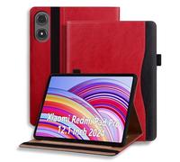ONETHEFUL Coque pour Redmi Pad Pro 2024 12.1 Pouces Étui Tablette avec Pochette et Support Housse de Protection en Cuir PU Rouge