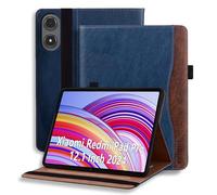 ONETHEFUL Coque pour Redmi Pad Pro 2024 12.1 Pouces Étui Tablette avec Pochette et Support Housse de Protection en Cuir PU Bleu
