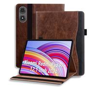 ONETHEFUL Coque pour Redmi Pad Pro 2024 12.1 Pouces Étui Tablette avec Pochette et Support Housse de Protection en Cuir PU Marron