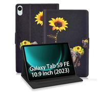 ONETHEFUL Coque pour Samsung Galaxy Tab S9 FE 10,9Pouces/S9 11 Pouces 2023 Tablette Housse Cover Protection Étuis avec PU Cuir et Stand - Marguerite éléphant