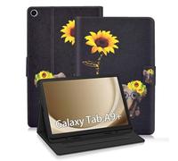 ONETHEFUL Coque pour Samsung Tab A9 Plus 11 Pouces Tablette Housse Cover Protection Étuis avec PU Cuir et Stand - Marguerite éléphant