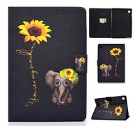 ONETHEFUL Coque pour Samsung Tab A9 Tablette Housse Cover Protection Étuis avec PU Cuir et Stand - Marguerite éléphant