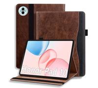 ONETHEFUL Etui de Protection pour Honor Pad 10 12.1ème Génération - en Cuir PU, Réglable à Plusieurs Angles, 2 Logements de Cartes, Logement pour Stylet, Réveil Automatique - Marron