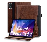 ONETHEFUL Etui de Protection pour Xiaomi Redmi Pad 2 11ème Génération - en Cuir PU, Réglable à Plusieurs Angles, 2 Logements de Cartes, Logement pour Stylet, Réveil Automatique - Marron