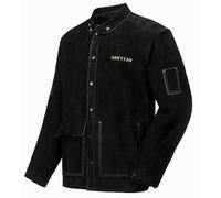 ONETIAN Veste de soudage en cuir noir, manteau de protection pour soudeur, veste de sécurité de travail FR, résistante à la chaleur et aux flammes (3XL)