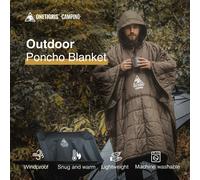 OneTigris - couverture de Camping, Poncho d'extérieur Portable, ultraléger, résistant à l'eau, couverture à capuche Portable pour Camping en plein air et randonnée Green