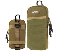 OneTigris EDC Pouch Molle Pochette tactique pour téléphone portable avec mousquetons pour téléphones portables de 12 à 17 cm Marron coyote