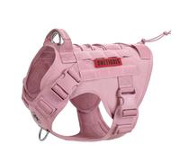 OneTigris Fire Watcher Harnais tactique de sécurité pour chien avec 1 poignée et 2 anneaux anti-traction en D en nylon 1000D Taille S, rose