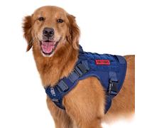 OneTigris Fire Watcher - Harnais Tactique pour Chien - Molle - avec 1 poignée et 2 Anneaux en D sans Fermeture en D - Nylon 1000D - Taille L, Bleu