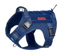 OneTigris Fire Watcher - Harnais Tactique pour Chien - Molle - avec 1 poignée et 2 Anneaux en D sans Fermeture en D - Nylon 1000D - Taille S, Bleu