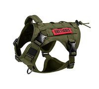 OneTigris Fire Watcher - Harnais Tactique pour Chien - Molle - avec 1 poignée et 2 Anneaux en D sans Fermeture en D - Nylon 1000D - Taille S, Vert de Ranger