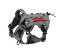 OneTigris Fire Watcher - Harnais Tactique pour Chien - Molle - avec 1 poignée et 2 Anneaux en D sans Fermeture en D - Nylon 1000D - Taille XXS, Gris