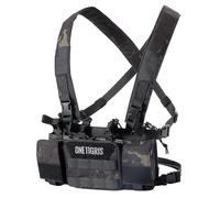 OneTigris Gilet tactique, Chest Rig réglable Molle tactique Airsoft Gilet étanche pour les jeux CS, les fans militaires et les jeux de chasse Airsoft, Multicam Black., L