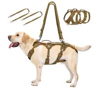 OneTigris Harnais de Levage Chien,Tactique Transport pour Chien, Gilet Ajustable Complet, avec 2 Bretelles Amovibles, 3 poignées et 5 Anneaux en D, pour Chiens Âgés et Soutien Mobilité (Kaki, XL)