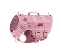 OneTigris Harnais pour chien de taille moyenne, AIRE MESH Harnais tactique anti-traction avec 2 poignées Harnais de poitrine réglable No Pull Harnais pour chien respirant Rose S