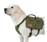 OneTigris Harnais pour Chien Hoppy Camper 3.0 - Sac à Dos avec 2 Poches Principales et 4 Secondaires pour Camping et Randonnée - pour Chiens Moyens/Grands - Vert L