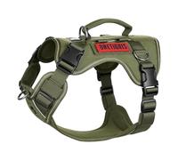OneTigris Harnais pour Chiens Petits Chiens, TACTILITE Tactique Durable Anti Traction Harnais, No Pull Ajustable Harnais de Poitrine avec 4 Anneaux en D, Bandes Réfléchissantes Vert S