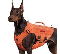 OneTigris Harnais réglable Anti-Traction pour Chiens de Taille Moyenne, en Maille Respirante, avec poignée et Poches Utilitaires de Type Molle, pour la Marche, la randonnée, Le Dressage (Taille L,