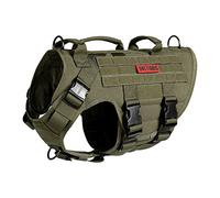OneTigris Harnais Tactique pour Chien X Destroyer - 3 Poignées Heavy Duty Gilet Avec Boucles en Métal - Vert S