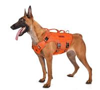 OneTigris Harnais Tactique pour Chien X Destroyer - 3 Poignées Heavy Duty Gilet avec Boucles en Métal - Orange S