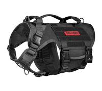 OneTigris Harnais Tactique X Destroyer pour Chien - 3 Poignées Heavy Duty Gilet Avec Boucles en Métal - Noir S