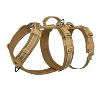 OneTigris Houndlock Harnais tactique pour chien - Anti-éclatement - Réglable - Rembourré - Avec 1 poignée, 2 anneaux en D et réfléchissant - Marron - Taille M