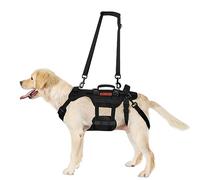 OneTigris Invictus Harnais de levage pour chiens de moyenne et grande taille, harnais de sécurité avec 3 poignées, bretelles réglables amovibles et sangles de pattes arrière, noir, XL