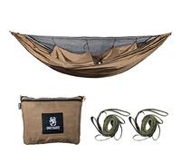 OneTigris KOMPOUND hamac de Voyage 1 Personne hamac extérieur avec moustiquaire |Emballage MODULAIRE 260x130cm(Coyote Brown)
