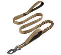 OneTigris Laisse bungee jumping 152-188 cm, clip métal dent tigre, 2 rembourrages doux, réfléchissants, nylon, pour chiens moyens