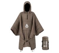 OneTigris Poncho de camping avec isolation Thinsulate 3M, couverture imperméable chaude, avec grandes poches, couverture à capuche portable pour l'extérieur, la randonnée, les voyages, marron coyote