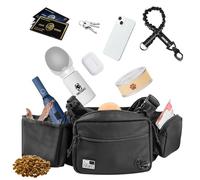 OneTigris Sac friandise Chien, Grande capacité Sac Banane étanche Multifonction, Distributeur pour Sacs à Déjections, Compartiment pour téléphone Portable, Pochette Friandise Fermeture Magnétique