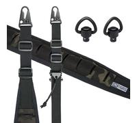 OneTigris Sangle de fusil à 2 points, sangle de 2,5 cm de large avec mousquetons interchangeables de style HK, longueur réglable de 56 à 70 pouces, camouflage noir