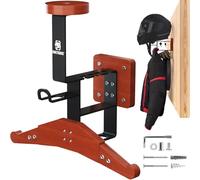 OneTigris Support Mural Casque Moto 2.0 - Porte-Casque Ultra Robuste 80KG, Bois & Métal, Cintre Extensible, Double Crochets pour Gants/Lunettes, Gain de Place pour équipement Moto, Vélo & Airsoft