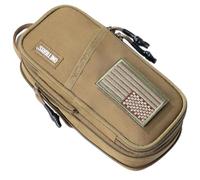 OneTigris Trousse tactique robuste avec fermeture éclair, compartiments multiples pour stylos, grande capacité, universelle, pour l'école, le bureau, l'art (style tactique) marron coyote