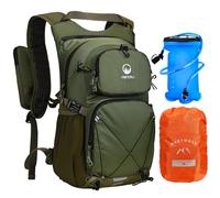 ONETOALL Sac à dos d'hydratation avec poche à eau 2 L, sac à dos imperméable avec housse de pluie, mini sac à dos de randonnée de 18 l pour la marche, la moto et la course à pied