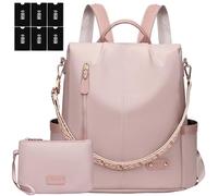 ONETOALL Sac a Dos Femme Antivol, Sacs à Main Portés Dos Elegant Leger, Petit Sac à Dos Impermeable Chic avec Étui Carte Bancaire Anti Piratage & Pochette pour Voyage Ville Balades Transport en Commun