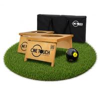 OneTouch Ensemble de football Cornhole en bois - Jeu complet de football d'extérieur avec 2 planches de football de qualité supérieure et sac de transport - Jeu de cible de football pour jardin, club