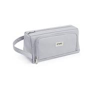 OneTreeTime Grande trousse à crayons pour filles et garçons - Jolie trousse à crayons de grande capacité avec fermeture éclair et compartiments pour femme, velours côtelé (gris)