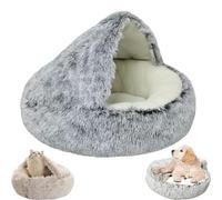 OneTreeTime Lit nid, lit, lit for Chat, Grotte Confortable et apaisante, lit for Chat Rond en Peluche à Capuche apaisante, lit for Chat Confortable d'hiver for Chats et Chiens (Velours lon