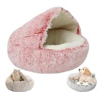 OneTreeTime Lit nid, lit, lit for Chat, Grotte Confortable et apaisante, lit for Chat Rond en Peluche à Capuche apaisante, lit for Chat Confortable d'hiver for Chats et Chiens (Velours lon
