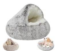 OneTreeTime Lit nid, lit, lit for Chat, Grotte Confortable et apaisante, lit for Chat Rond en Peluche à Capuche apaisante, lit for Chat Confortable d'hiver for Chats et Chiens (Velours lon