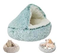 OneTreeTime Lit nid, lit, lit for Chat, Grotte Confortable et apaisante, lit for Chat Rond en Peluche à Capuche apaisante, lit for Chat Confortable d'hiver for Chats et Chiens (Velours lon