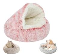 OneTreeTime Lit nid, lit, lit for Chat, Grotte Confortable et apaisante, lit for Chat Rond en Peluche à Capuche apaisante, lit for Chat Confortable d'hiver for Chats et Chiens (Velours lon